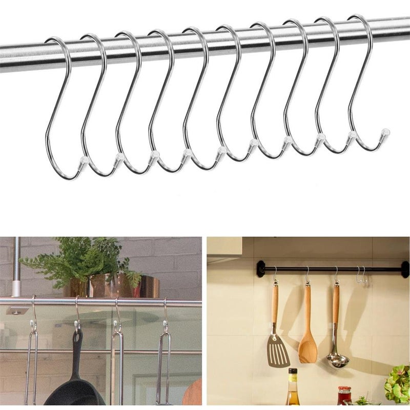 Siasky 10 Pcs S Hooks for Hanging, 3.07 Inch Heavy Duty Stainless Steel S Shaped S Hooks for Hanging Plants, Clothes, Pot, Pan, Cups (Silver) - Image 4